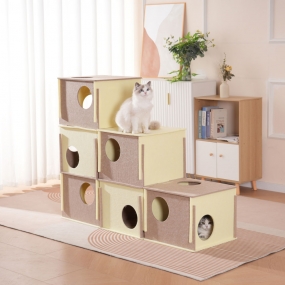 [멍묘인] 고양이 1,2,3단 펠트 캣타워 숨숨집