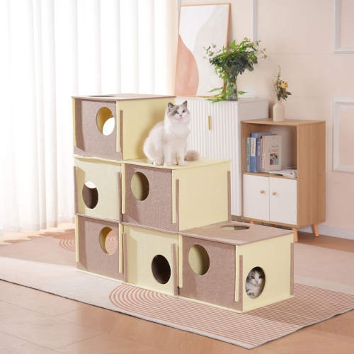 [멍묘인] 고양이 1,2,3단 펠트 캣타워 숨숨집