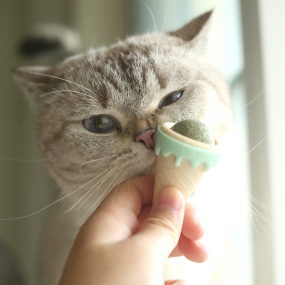 [나마스펫] 고양이 아이스크림 캣닢볼 장난감 헤어볼 캣잎 사탕