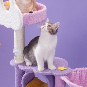 [아서아리] 고양이 둥지 해먹 스크래쳐 기둥형 캣타워
